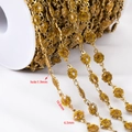 Cadena de flores de acero inoxidable 304 con esmalte amarillo brillante para joyería DIY - 【1 Metro / Paquete】 / Flor-Amarillo