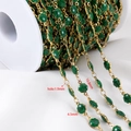 Cadena DIY dorada con flores verdes brillantes para collares y pulseras - 【1 Metro / Paquete】 / Flor Verde