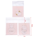 Detailed view of pink cartoon cat packaging bags with self-adhesive seal for small gifts - 100 Pcs/Pack / Pink Cat (3-in-1 Mix)