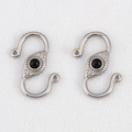 Bohemian silver S-shaped stainless steel jewelry clasp with black natural stone inlay - 2 Pcs/Pack / Steel-Black