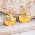 Paire de breloques coquillages dorées avec textures pour création de bijoux - Coquille-Or / 15x18