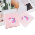 Sachet plastique adhésif avec motif licorne rose pour biscuits et bijoux emballage - 100 Pièces/Paquet (7x7+3cm) / Licorne Rose