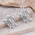Antique silver sea turtle alloy charm pendants with vintage textured shell details - Sea Turtle