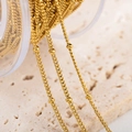 Golden 304 stainless steel beaded O-chain on spool for DIY jewelry making - 1m / Satellite Chain-0.4mm