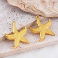 Pendentifs étoile de mer dorés pour bijoux DIY avec textures métalliques et anneau - Étoile de Mer - Or / 22x25.5