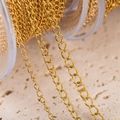 Golden stainless steel oval link chain on transparent spool for DIY jewelry making - 1m / Extender Chain-0.3mm