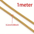 1 meter length of 2mm gold stainless steel box chain for hip-hop jewelry making - Box Chain / 2mm Width (1 Meter/Pack)