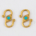 Bohemian 304 stainless steel S-shape connector with turquoise stones for DIY jewelry - 2 Pcs/Pack / Gold-Lake Blue