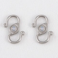 Bohemian 304 stainless steel S-shaped jewelry clasp with white gemstone and silver beads - 2 Pcs/Pack / Steel-White