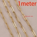Golden stainless steel paperclip chain 1 meter length with 0.35cm links for jewelry - Paperclip Chain (Flat Wire) / 3.5mm Width (1 Meter/Pack)