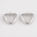 Silver CCB heart pendants with intricate hollow patterns for DIY jewelry making - Heart Pattern