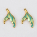 Pendentifs queue de sirène en acier inoxydable doré et émail bleu ciel pour bijoux DIY - Queue de Poisson Vert 16.3x30