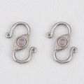 Bohemian S-shape stainless steel connector with pink stone for DIY bracelet making - 2 Pcs/Pack / Steel - Light Pink