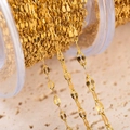 DIY jewelry making accessory with shiny gold stainless steel flat oval chain on spool - Lips Chain / 0.3mm Width