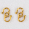Bohemian gold stainless steel S-shaped connector with white stone and beaded texture - 2 Pcs/Pack / Gold-Light Pink