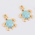 Detailed view of turtle charms with blue enamel finish for DIY jewelry making - Sea Turtle (15.4x20)