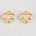 Golden CCB heart pendants with engraved rose and LOVE for DIY jewelry making - Gold Love