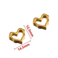 Golden heart-shaped stainless steel charms with scalloped edges measuring 14.5mm - Mirror Finish / 12.5mm / Gold