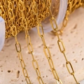 Golden stainless steel paperclip chain links for DIY necklaces and bracelets making - 1m / Long Heavy Chain-0.4mm
