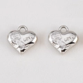 Silver-finished CCB heart pendant with engraved rose and Love text for DIY jewelry - Steel Color Love