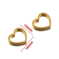Golden heart-shaped hoop earrings in stainless steel with grid texture 16mm height - 14mm / Gold