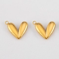 Paar 3D-hartvormige hangers van gepolijst goud 304 roestvrij staal voor DIY-sieraden - Goud