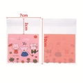 Cute cartoon pink rabbit and bear self-adhesive packaging bags in 7x7cm size - Pink Three Animals
