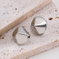 Silver irregular CCB geometric spacer beads with polished mirror finish for DIY jewelry - 13.5mm (ai-10 Pieces/Pack) / Steel