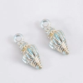 Detail of seashell alloy pendants with antique gold finish and blue patina for DIY jewelry - Conch Light Blue White (7.7x19.4)
