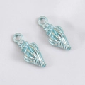 Detailed view of conch shell pendants with antique finish for DIY jewelry making projects - Conch Light Blue (7.7x19.4)
