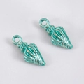 Macro detail of antique conch shell alloy pendants with turquoise finish for DIY jewelry - Conch Turquoise (7.7x19.4)