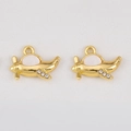 Golden airplane charms with micro-inlaid zircons for DIY jewelry necklace making - Airplane Shape / 2 Pieces/Pack (16.8x12mm) / White