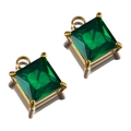 Colgante vintage de acero 304 chapado en oro 18K con circón cuadrado verde esmeralda - Cuadrado-Verde-8.5x7mm