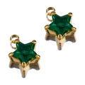 Colgante estrella vintage de acero inoxidable bañado en oro 18K con circón verde esmeralda - Estrella-Verde-9.5x7.5mm