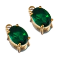 Colgante ovalado de circón verde en marco de acero inoxidable chapado en oro de 18 quilates - Ovalado-Verde-10x6mm