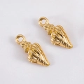Macro shot of gold-plated spiral conch alloy pendants for DIY jewelry making - Conch - 7.7x19.4