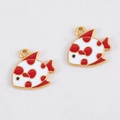 Lindos colgantes de peces blancos de aleación con puntos rojos para joyería DIY - Pez de Lunares