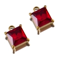 Colgantes cuadrados de circón rojo con engaste chapado en oro 18K para joyas DIY - Cuadrado-Rojo-8.5x7mm