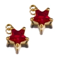 Colgante estrella vintage de acero 304 con circón rojo rubí y baño en oro de 18K - Estrella-Rojo-9.5x7.5mm