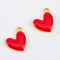 Set de dijes de corazón en esmalte rojo y dorado para collares y pulseras DIY - Corazón Rojo y Oro