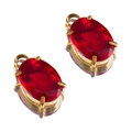 Colgante ovalado de circonita roja con engaste de garras en acero inoxidable dorado de 18k - Ovalado-Rojo-10x6mm