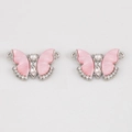 Colgante mariposa rosa de resina con pedrería y dos anillas para joyería DIY - Mariposa con Diamantes de Imitación / 2 Piezas/Paquete (15.4x15.3mm) / Rosa