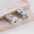 Perles métalliques CCB argentées irrégulières style lave avec finition miroir pour bijoux - 10x14.5mm (ai-10 Pièces/Paquet) / Acier
