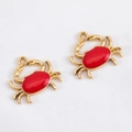 Colgante de cangrejo en esmalte rojo y aleación dorada para joyería DIY de océano - Cangrejo