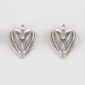 Silver alloy heart pendants with hollow outline and sparkling central rhinestone - Silver Hollow Out Heart With Rhinestone / 15.8x18