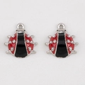 Red ladybug alloy pendant with sparkling rhinestones for DIY jewelry making - Red Enamel Rhinestone Ladybug