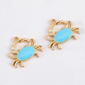 Cute candy-colored alloy crab charm with sky blue enamel inlay for DIY jewelry making - Crab - 19.6x17.3
