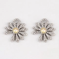 Champagne gemstone flower pendant with white crystals on a silver alloy base - Full Diamonds - 19x20 (5 Pieces/pack)