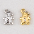 Christmas gingerbread bear pendants in gold and silver finish with sparkling rhinestones - Silver Tone (5953781337466) / Gingerbread Man