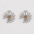 Silver-plated daisy alloy pendant with amber rhinestones for DIY jewelry making - Daisies - 19 X 20.2 Cm (5 Daisies/pack)